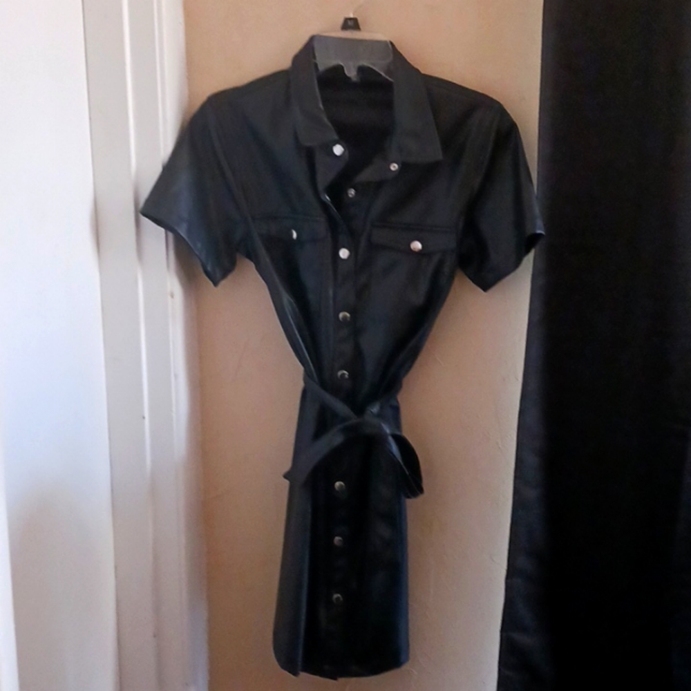 Faux leather dress.